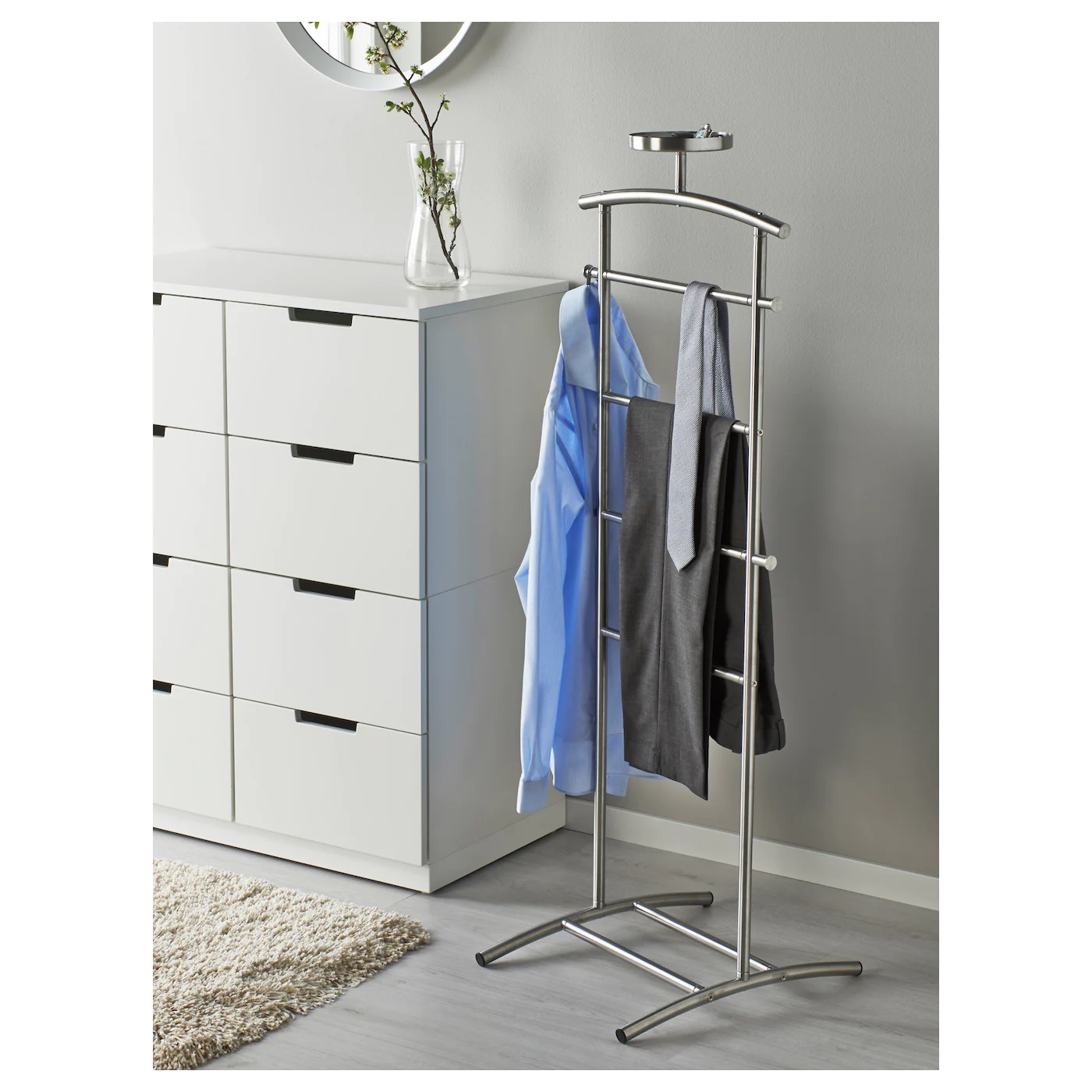 GRUNDTAL IKEA Плечики напольные, нержавеющая сталь 46x128 см