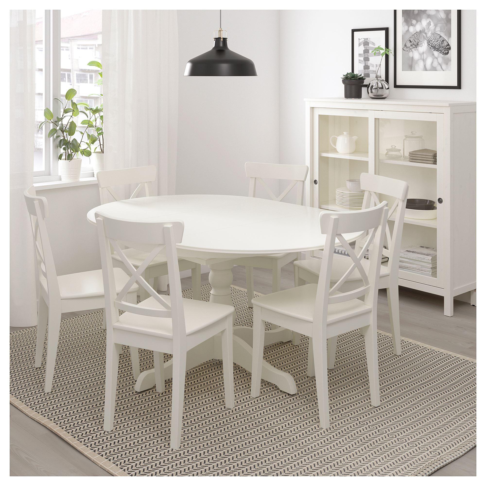 INGATORP IKEA ИНГАТОРП Раздвижной стол, белый 110/155 см