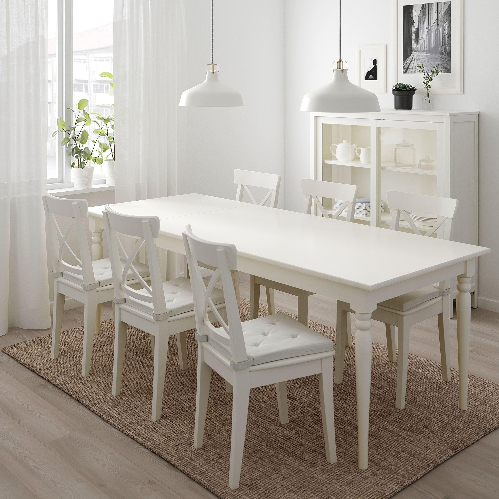 INGATORP IKEA ИНГАТОРП Раздвижной стол, белый 155/215x87 см
