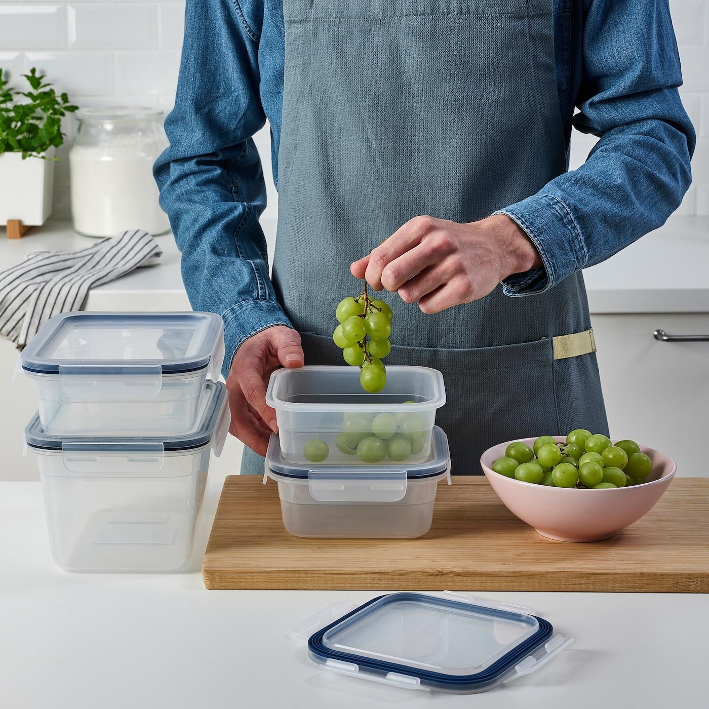 IKEA 365+ Контейнер для продуктов с крышкой, пластик, 4 шт.