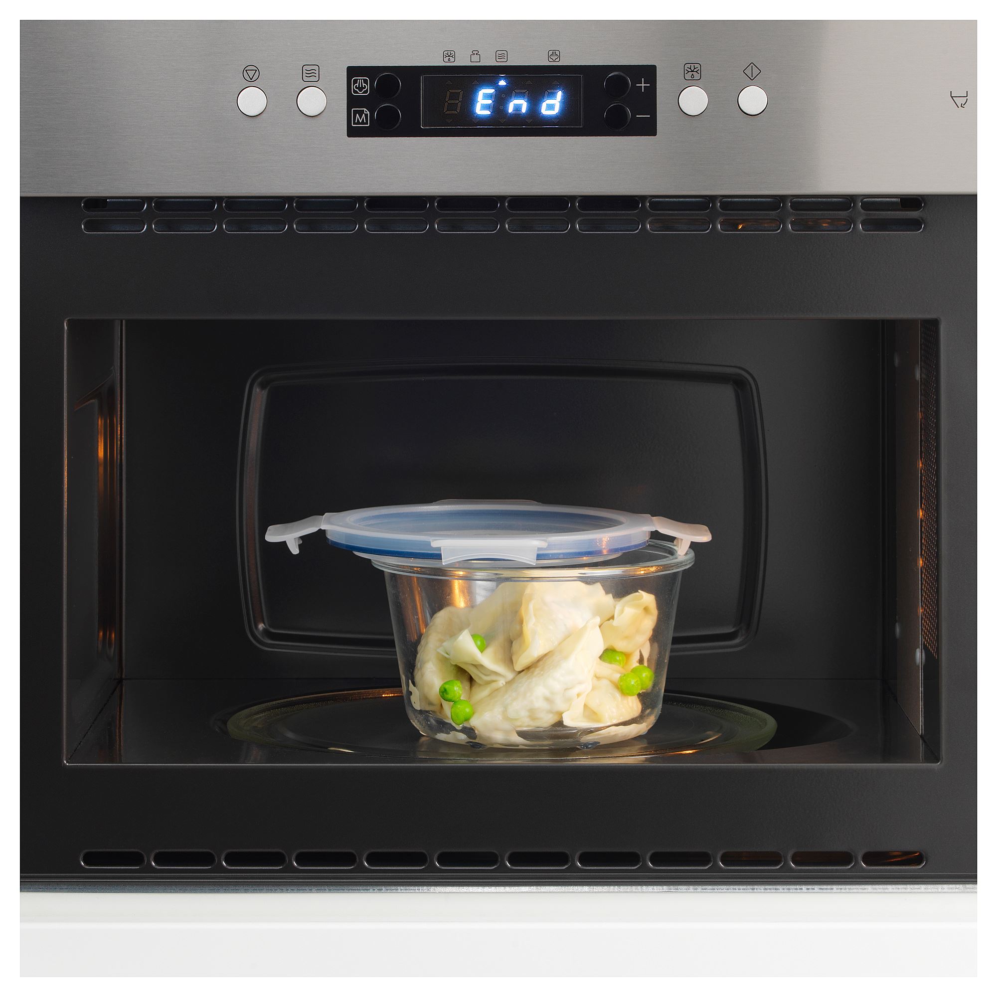 IKEA 365+ Ərzaq üçün qapaqlı konetyner,dairəvi ,şüşə/plastik, 600 ml