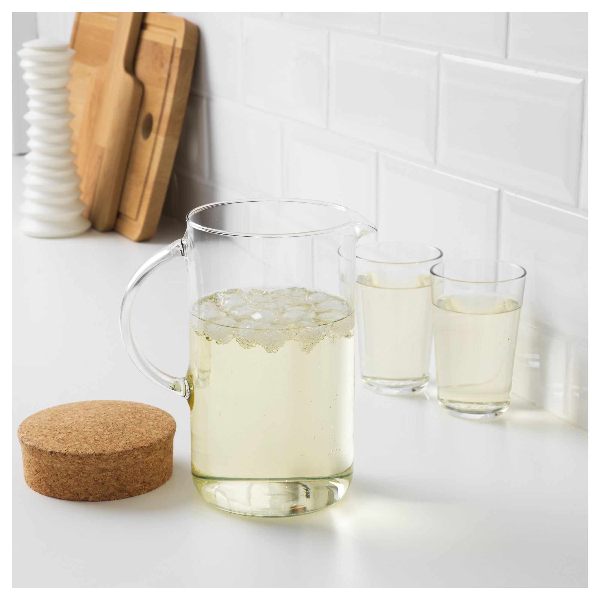 IKEA 365+ Qapaqlı qrafin, şəffaf şüşə/mantar, 1.5 lt