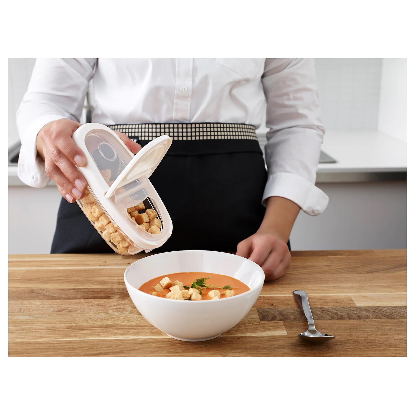 IKEA365+ Quru məhsullar üçün konteyner, ağ/şəffaf, 0.3 lt