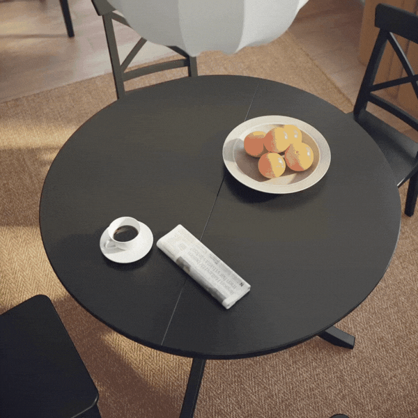 ROSENTORP IKEA Masa açılabilən, qara, 110/155 sm