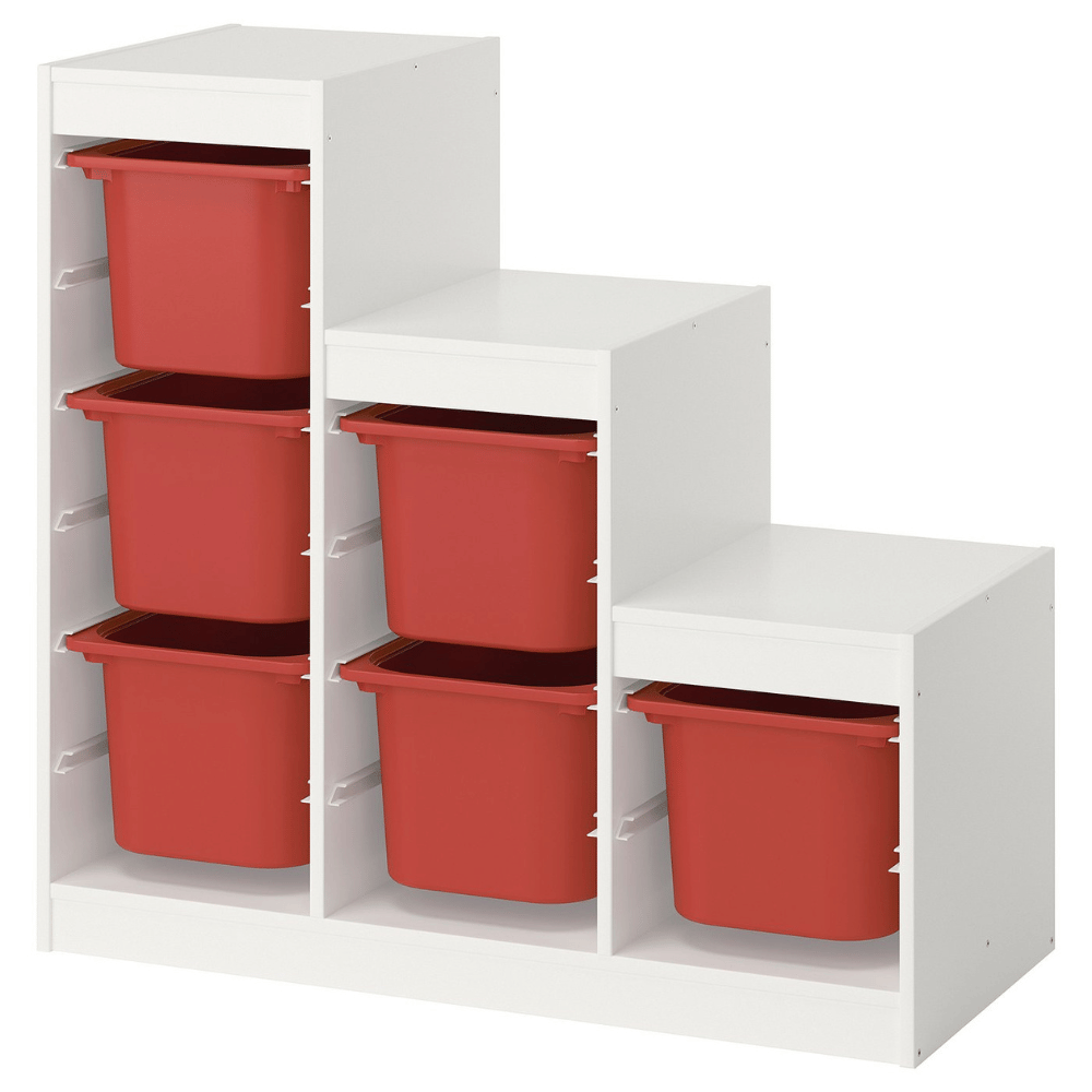 TROFAST IKEA Dolab + konteynerlər, qırmızı, 99x44x94 sm