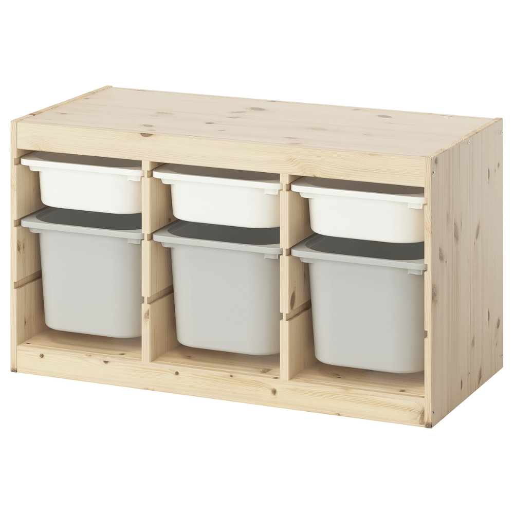 TROFAST IKEA Saxlama kombinasiyası + konteynerlər, ağ, boz