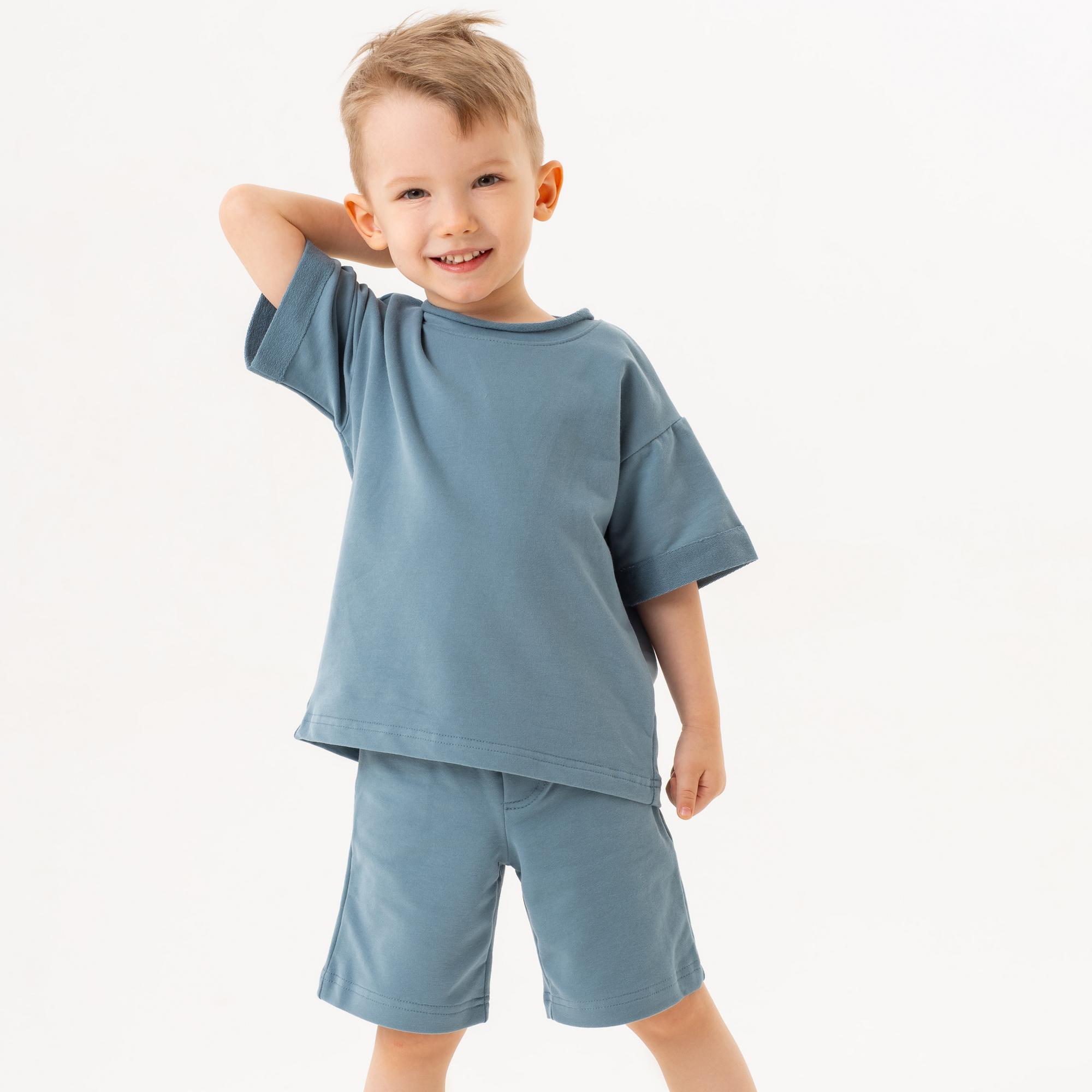 Костюм с шортами серо-голубой