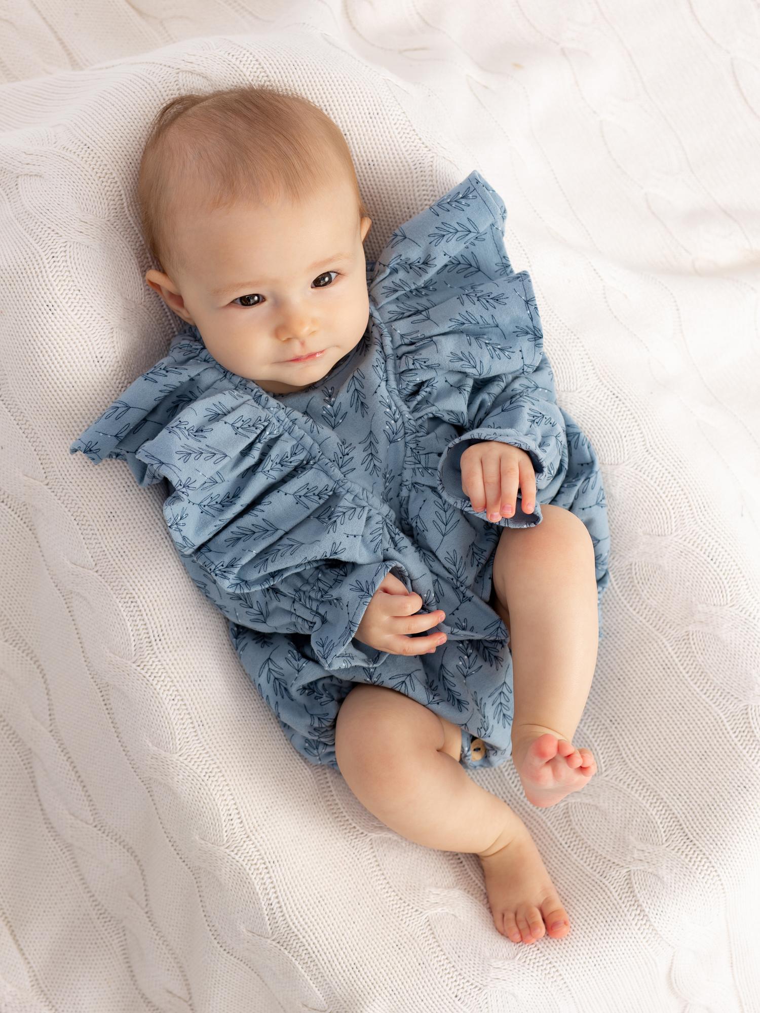 Теплый боди для девочек "Голубой"