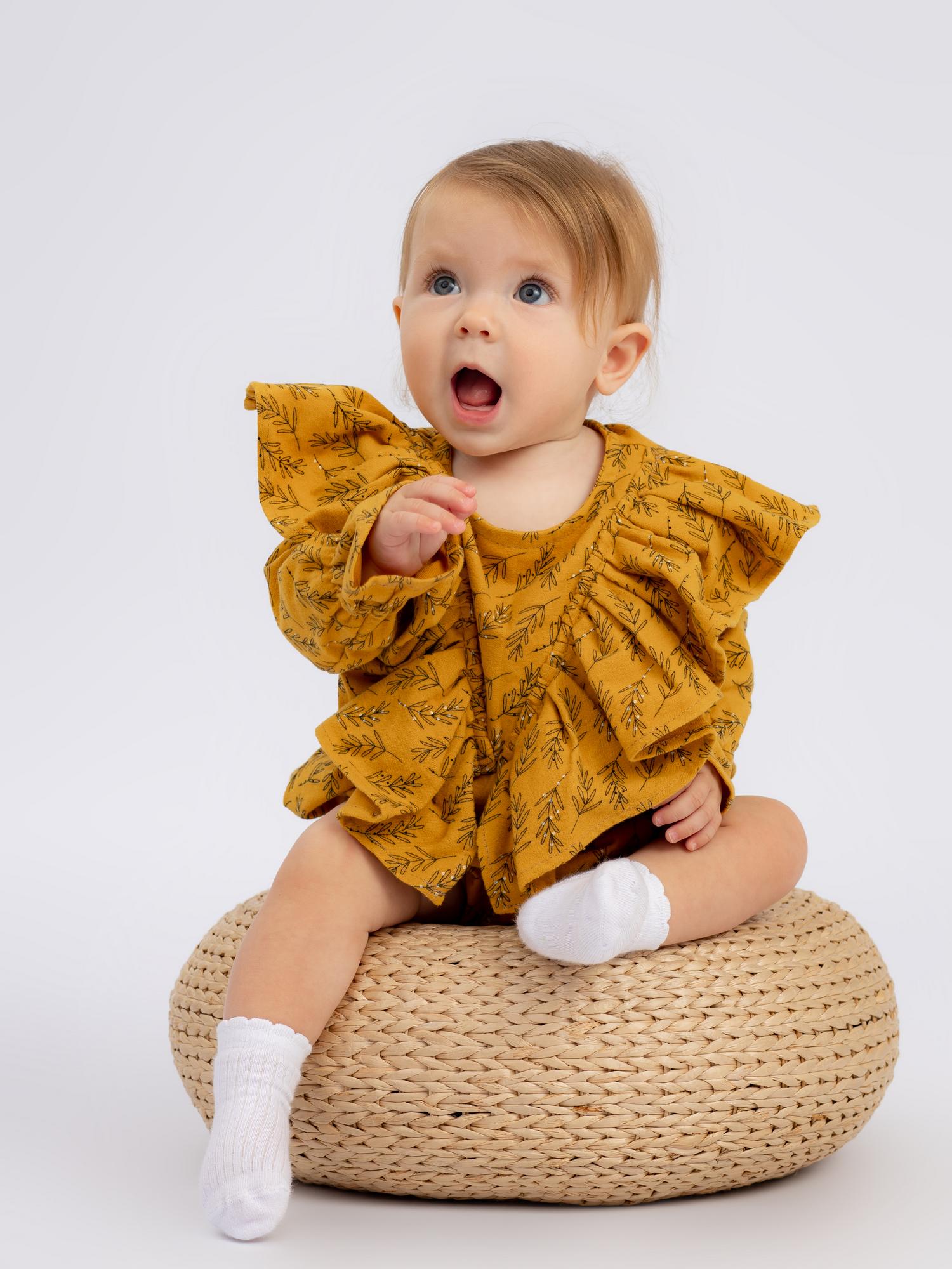 Теплый боди для девочек "Желтый"