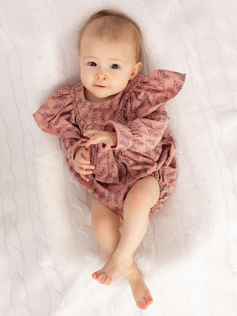 Теплый боди для девочек "Пудровый"