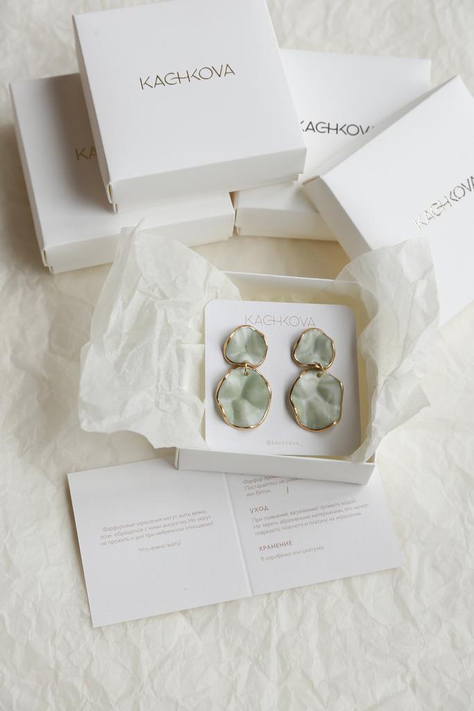 Серьги "Вдохновение" фисташка XL