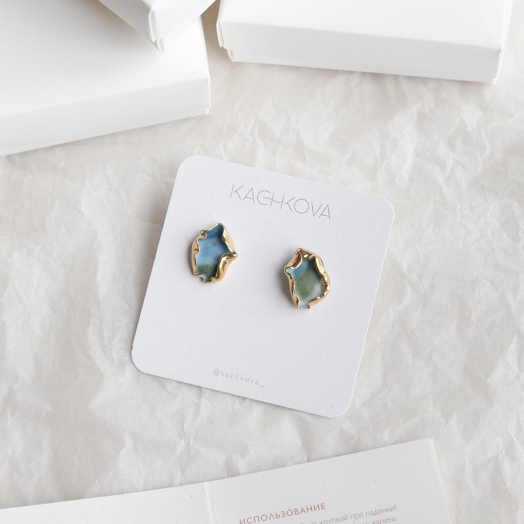 Серьги "Вдохновение"бирюза ракушка S