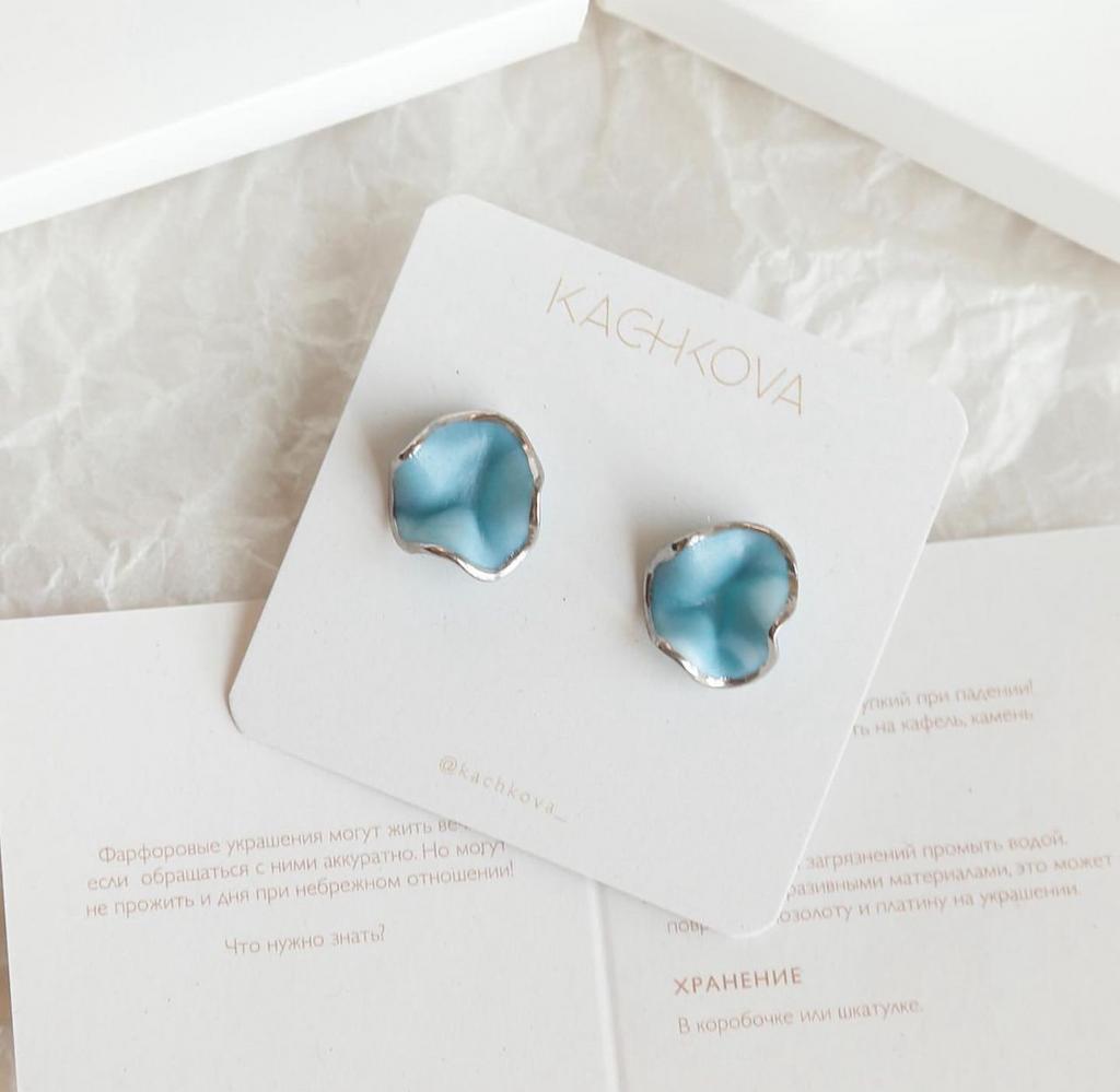 Серьги "Вдохновение"бирюза серебро M