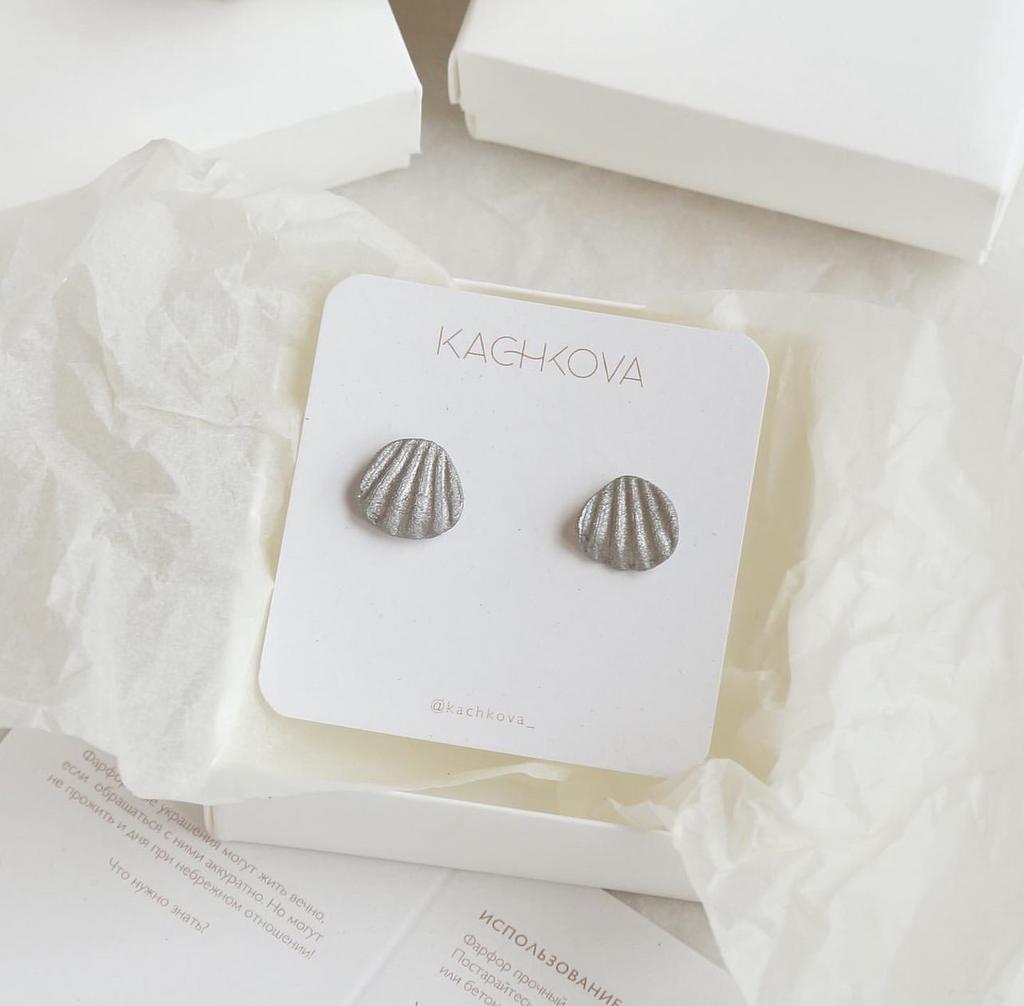 Серьги "Морская" платина матовые XS