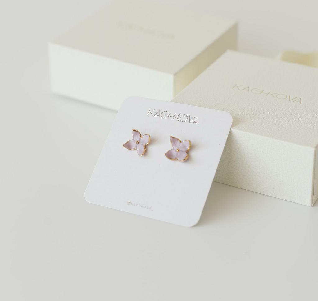 Серьги "Сирень"четырехлистная