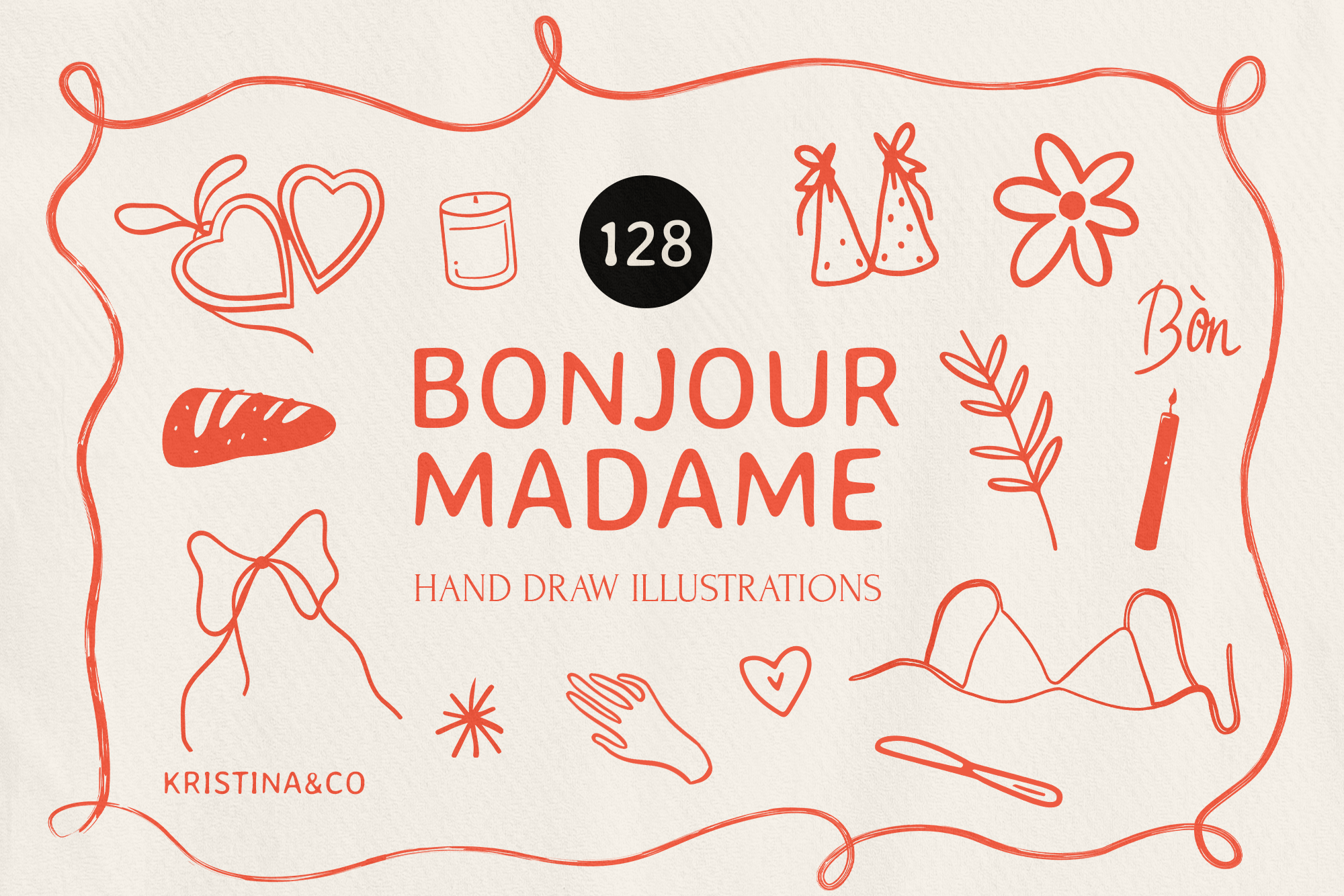 Bonjour, Madame! – Ручные иллюстрации, стикеры