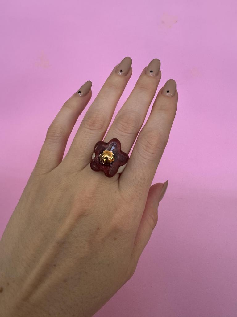 Кольцо керамическое с цветком