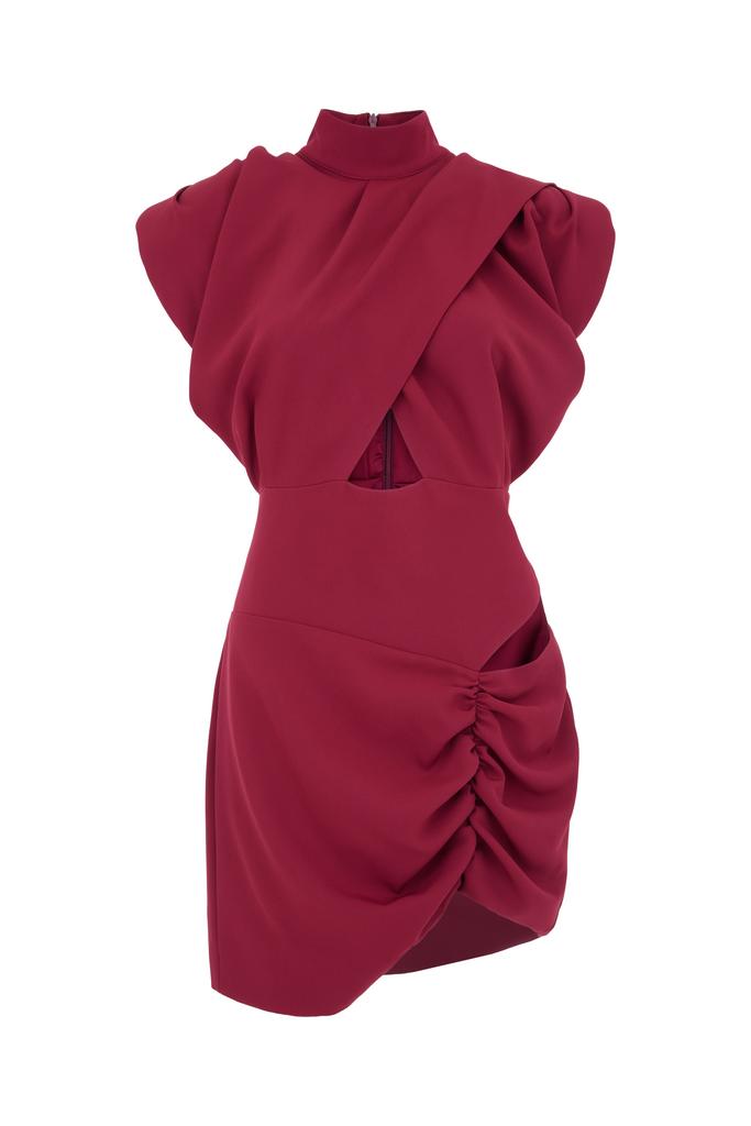Мини-платье с вырезами бордо