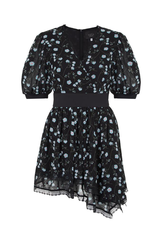 Приталенное мини платье с рукавами воланами (по предзаказу)