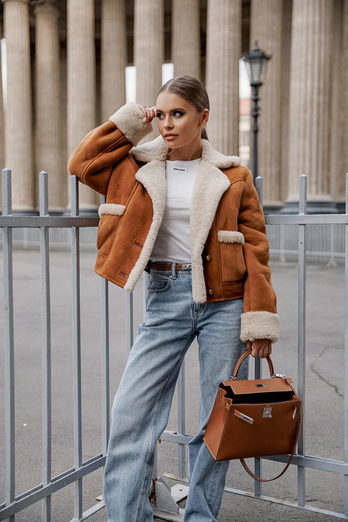 Дублёнка укорочённая из замши