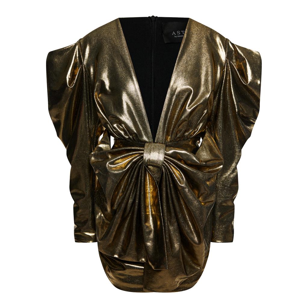 Платье мини золотое