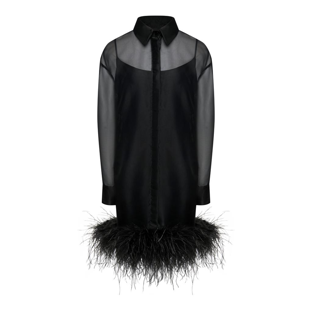Платье-блуза с перьями боа