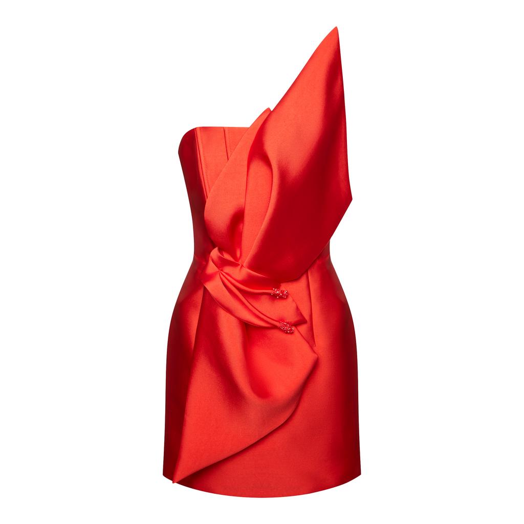 Платье мини в алом красном