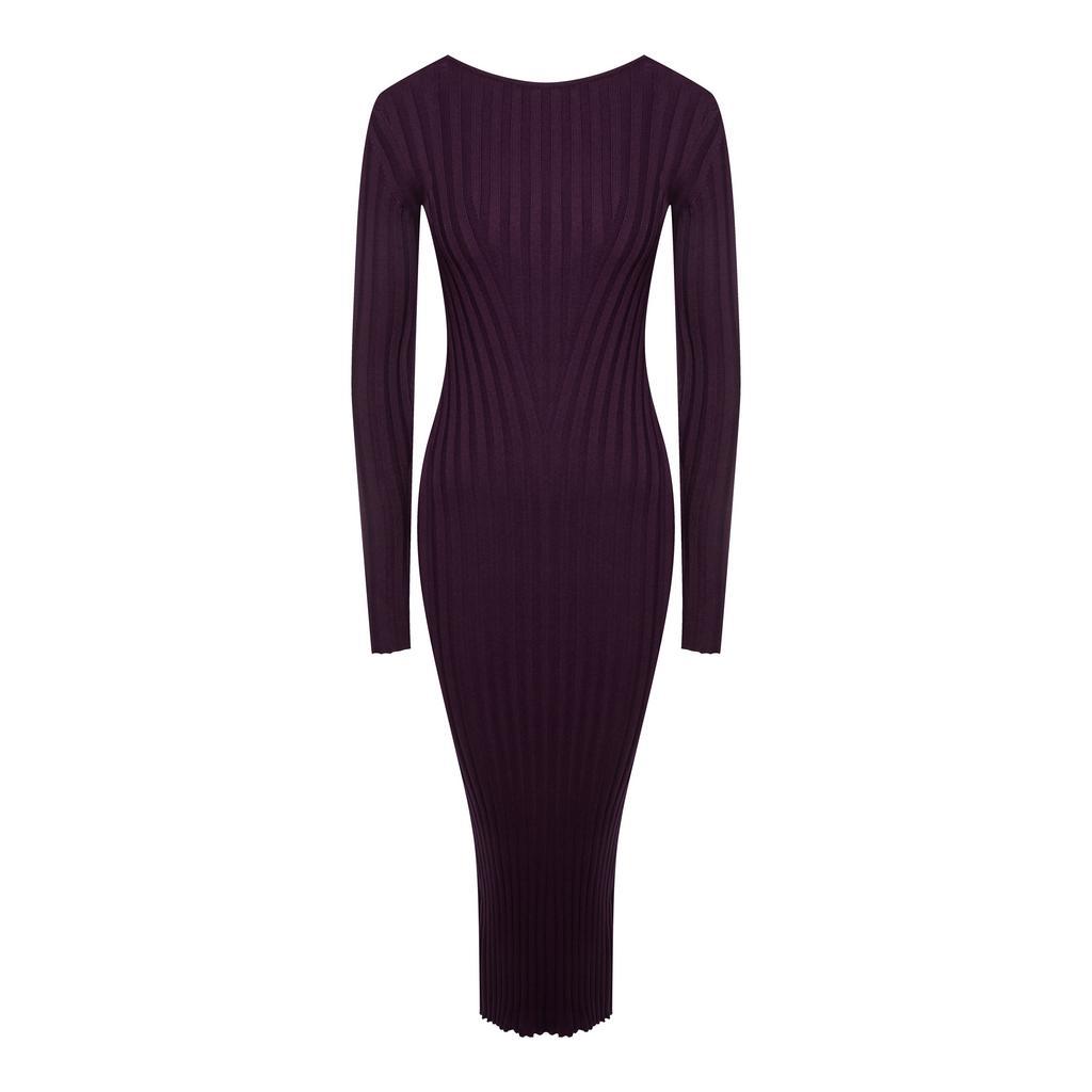 Трикотажное платье цвет баклажан