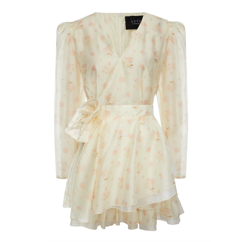 Платье желтое цветочный принт