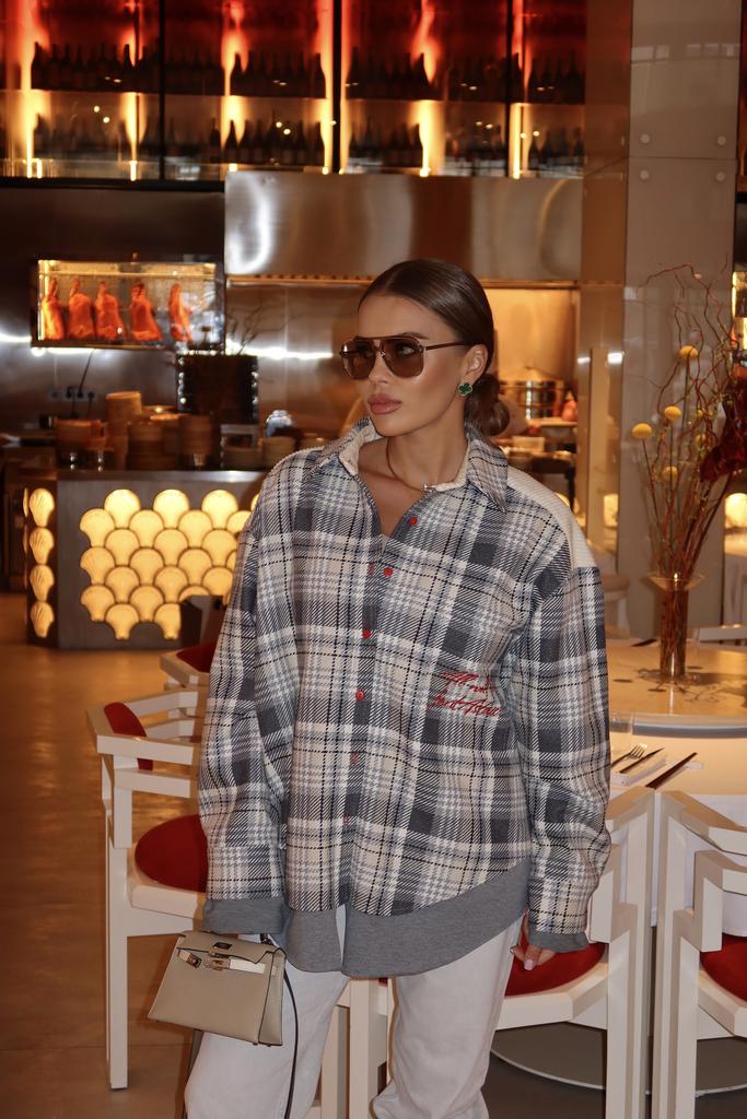 Рубашка двойная в клетку