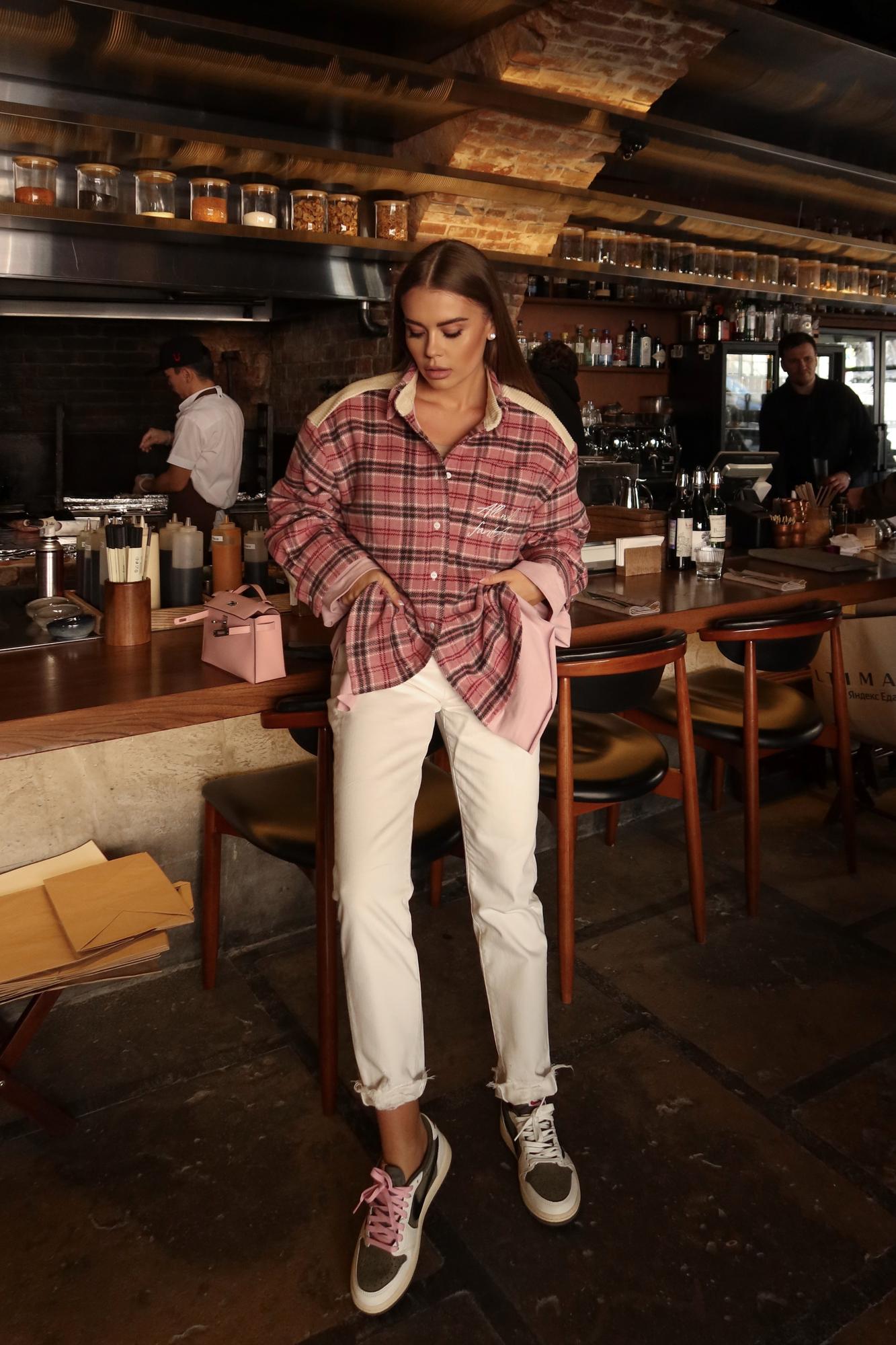 Рубашка двойная в клетку розовый