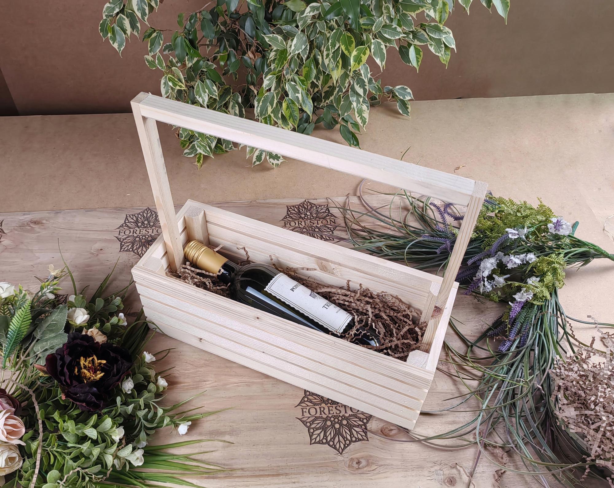 Корзина  деревянная реечная для бутылки вина