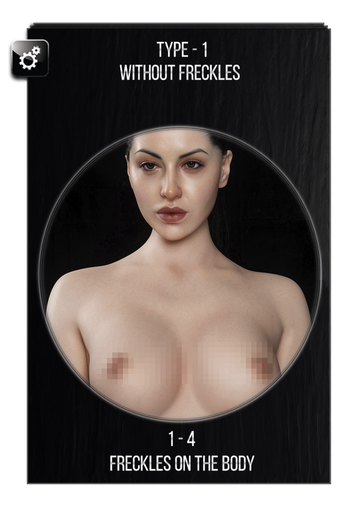 Freckles on the body of a sex doll