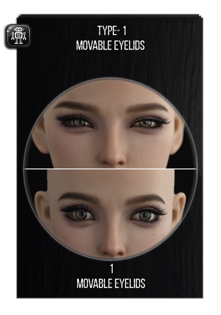 Movable eyelids for a sex doll