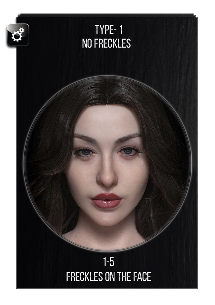 Freckles on the face of a sex doll