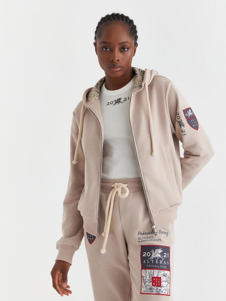 Толстовка на молнии с капюшоном ALTERAS / светлый бежевый