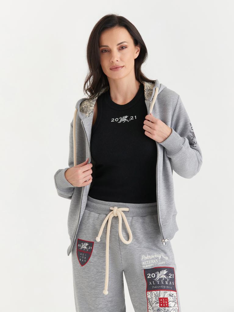 Толстовка на молнии с капюшоном ALTERAS / серый меланж