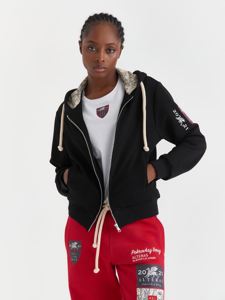 Толстовка на молнии с капюшоном ALTERAS / чёрный