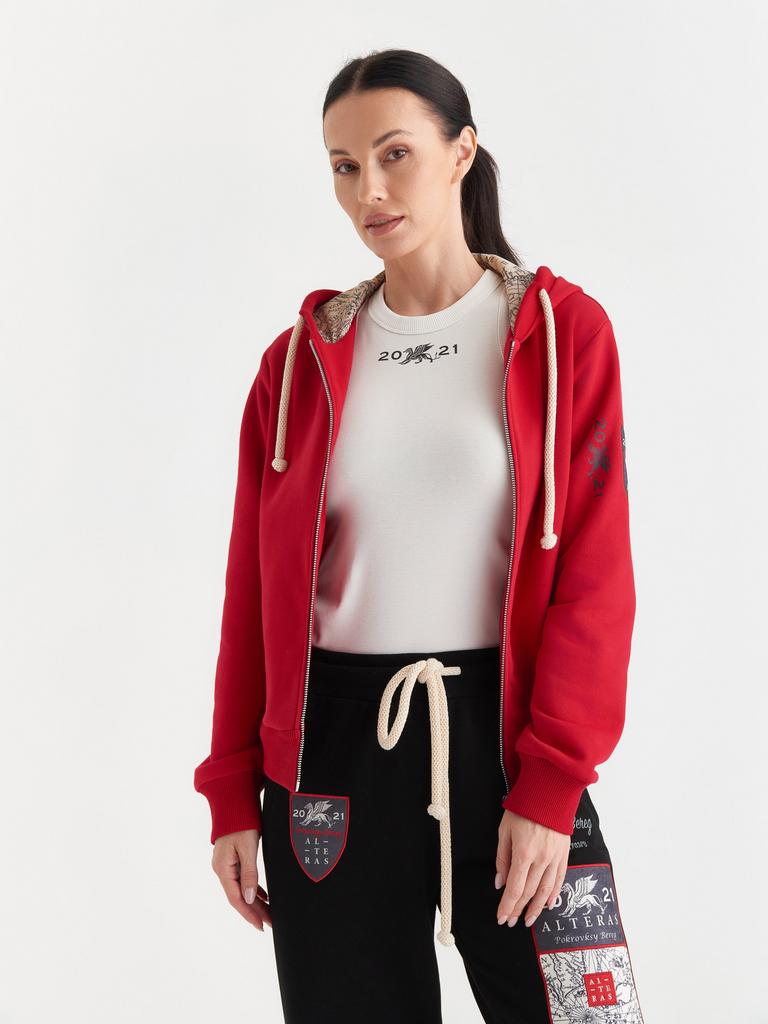 Толстовка на молнии с капюшоном ALTERAS / красный