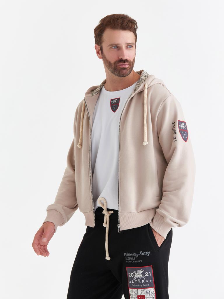 Толстовка на молнии с капюшоном ALTERAS / светлый бежевый