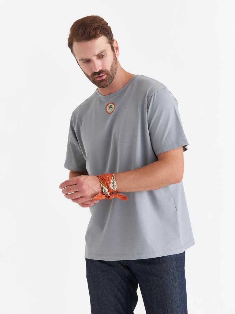 Футболка ALTERAS  с принтом Mercator Gerhard, 1569 first map of the North Pole / серый