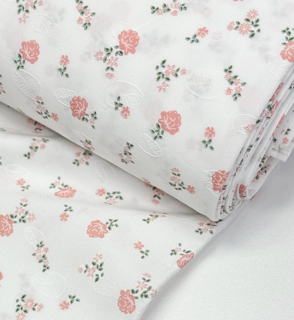 Хлопок с фактурной вышивкой "цветочки мимозы"