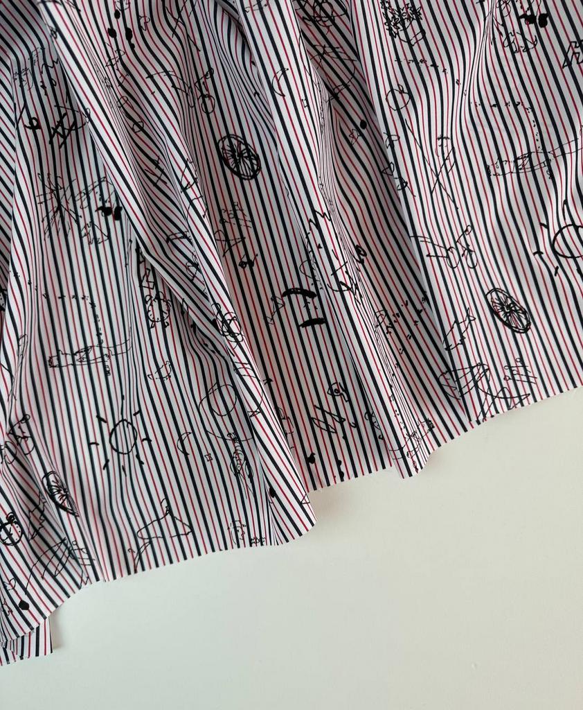 Хлопок в полоску «ДУРНОЙ" В КРАСНУЮ ПОЛОСКУ