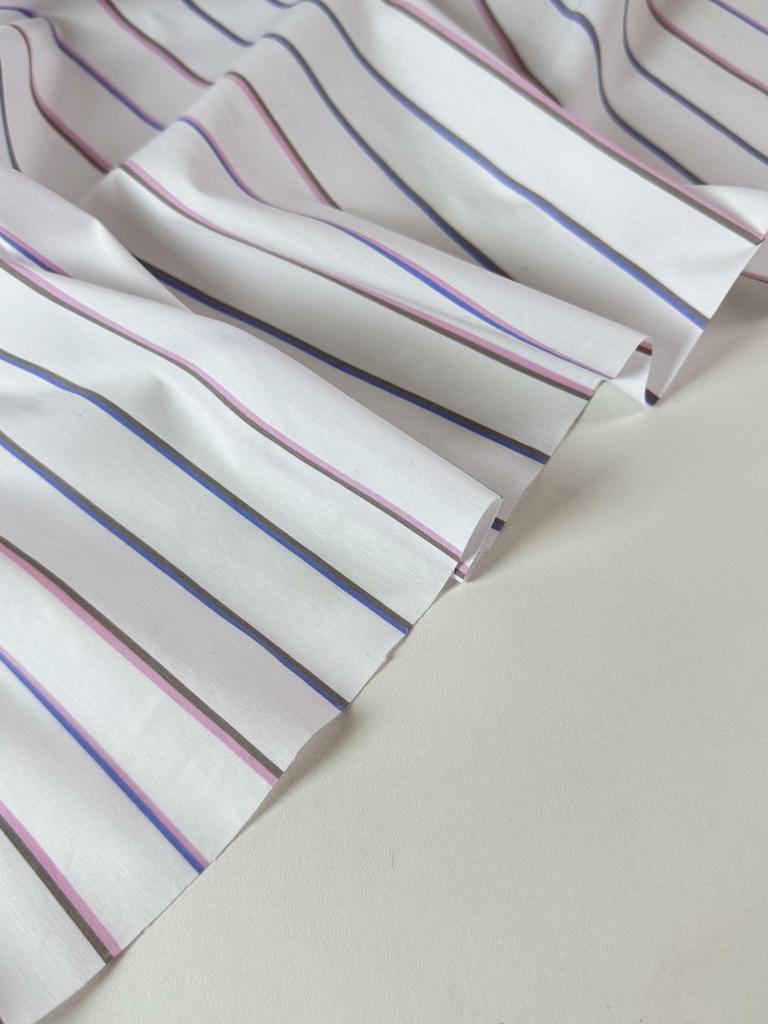 Хлопок в широкую цветную полоску «Ванильные облака»