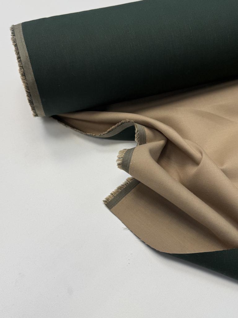 Габардин двухцветный с хлопком "Чаек Эвкалипт - Мед"