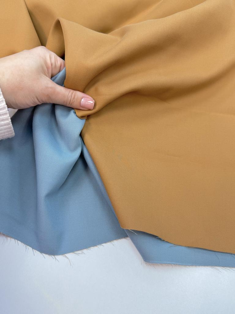 Габардин двухцветный с хлопком "Чаек Мята - Корица"