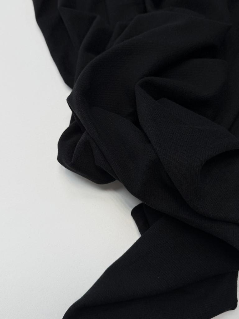 Трикотаж вязаный в рубчик с эффектом велюра и микроначесом «Тьма»