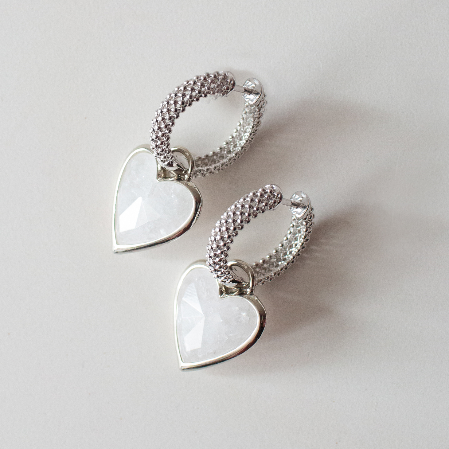 СЕРЬГИ КОЛЬЦА СЕТКА / ГОРНЫЙ ХРУСТАЛЬ