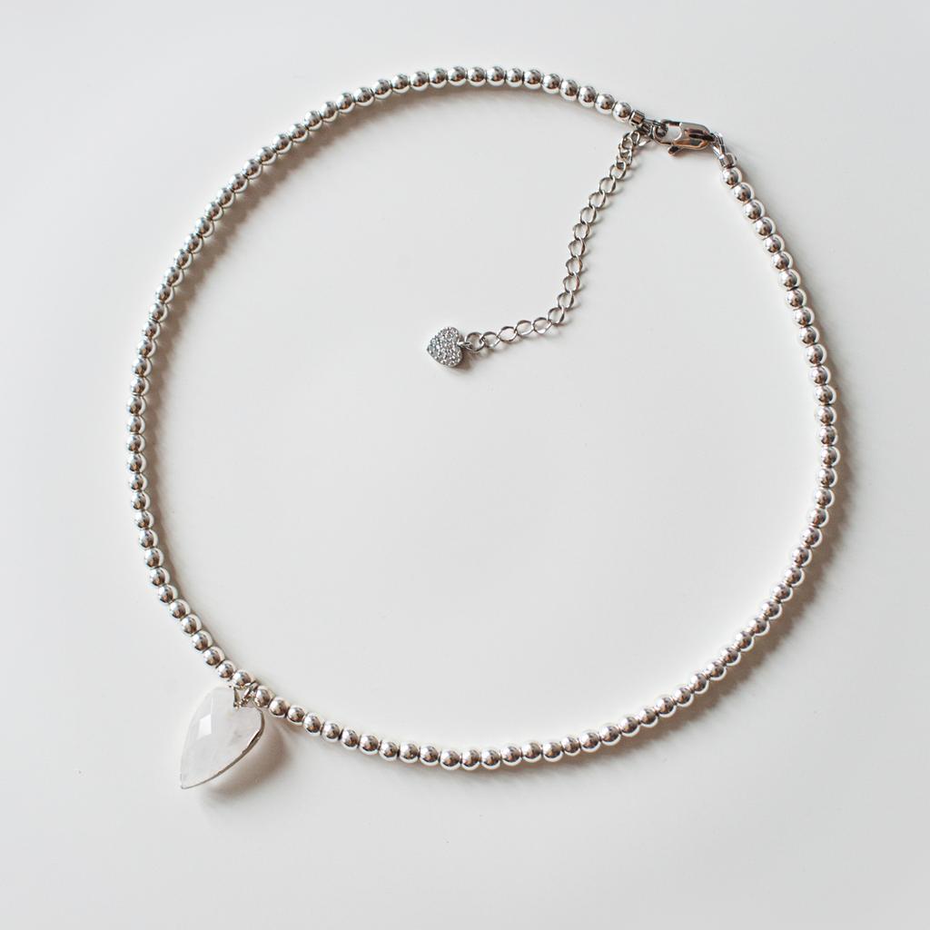 ЧОКЕР СЕРДЦЕ С БЕЛЫМ КВАРЦЕМ