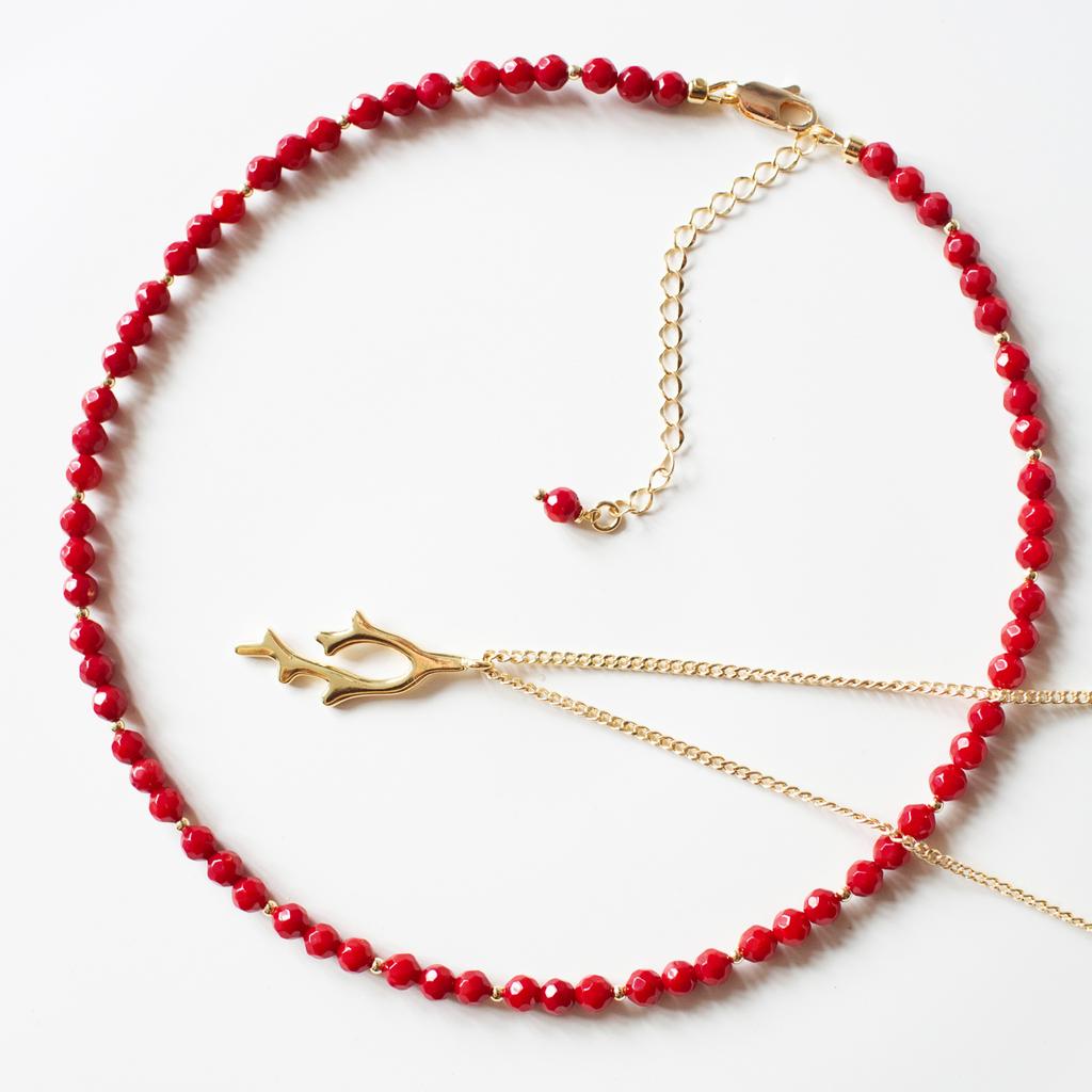 ЧОКЕР КРАСНЫЙ КОРАЛЛ